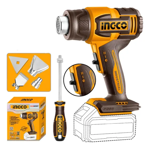 Imagen de Pistola de Calor 20V 550ºC C/Accesorios Ingco S/bat - Ynter