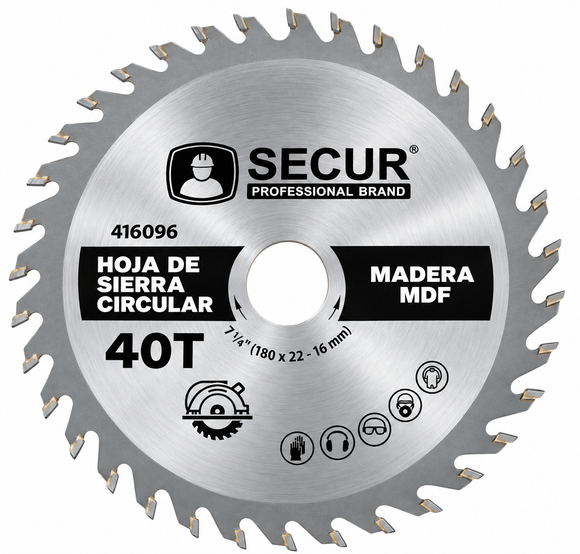 Imagen de Hoja de sierra 7 1/4"x 40 dientes Secur para madera- Ynter Industrial