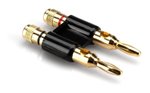Imagen de Conector Doble Plug Banana Metalico Dorado