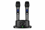 Imagen de MICROFONO INALAMBRICO X 2 CON BASE RECARGABLE UHF FREC VARIABLE