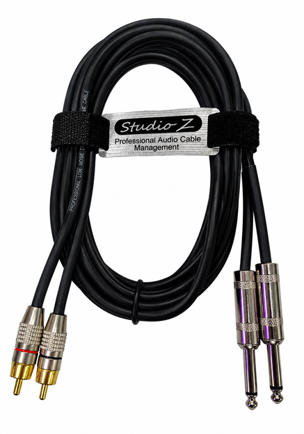 Imagen de Cable Profesional 2 Rca A 2 Plug Metalicos 2 Metros